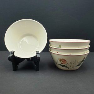 Waverly Garden Room Garden Lane Soup Cereal Bowls Pink Flowers Roses Tulips